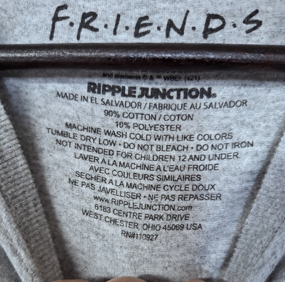 Ripple Junction Mens Womens FRIENDS TV Series Graphic T-Shirt Gray Unisex - Picture 5 of 9